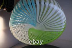 Murano Modern Art Blown Glass Vase Lime White Clear Green Blue 7 Tall x 5 Wide
