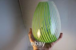Murano Modern Art Blown Glass Vase Lime White Clear Green Blue 7 Tall x 5 Wide