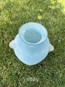 Murano Scavo Vase Blue Amphora Art Glass Vintage 12 Italian Excavation Vase