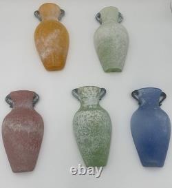 Murano Scavo Wall Pocket Vase Lot of 5 Blue Green Yellow Red