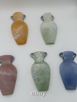 Murano Scavo Wall Pocket Vase Lot of 5 Blue Green Yellow Red