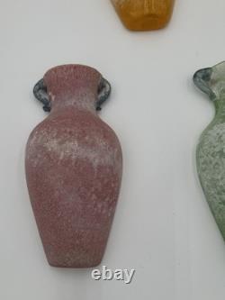 Murano Scavo Wall Pocket Vase Lot of 5 Blue Green Yellow Red