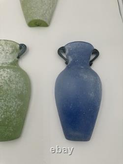 Murano Scavo Wall Pocket Vase Lot of 5 Blue Green Yellow Red