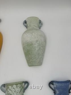 Murano Scavo Wall Pocket Vase Lot of 5 Blue Green Yellow Red