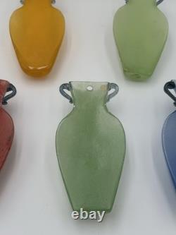 Murano Scavo Wall Pocket Vase Lot of 5 Blue Green Yellow Red