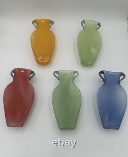 Murano Scavo Wall Pocket Vase Lot of 5 Blue Green Yellow Red