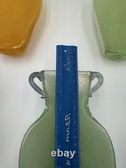 Murano Scavo Wall Pocket Vase Lot of 5 Blue Green Yellow Red