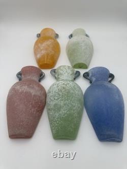 Murano Scavo Wall Pocket Vase Lot of 5 Blue Green Yellow Red
