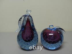 Murano Sommerso Barbini Mid-century Art Glass Bookends, Controlled Bubbles