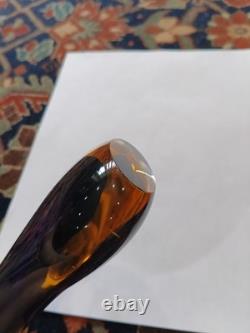 Murano Sommerso Glass Vase Blue Amber Teardrop Form Flavio Poli 6.5