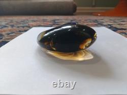 Murano Sommerso Glass Vase Blue Amber Teardrop Form Flavio Poli 6.5