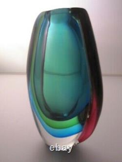 Murano Sommerso Vase In Excellent Condition. 4 Colours with label. Ref 436