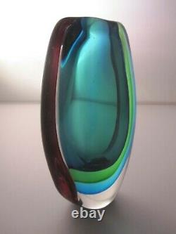 Murano Sommerso Vase In Excellent Condition. 4 Colours with label. Ref 436