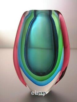 Murano Sommerso Vase In Excellent Condition. 4 Colours with label. Ref 436