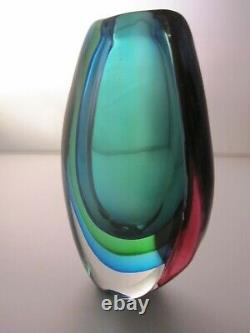 Murano Sommerso Vase In Excellent Condition. 4 Colours with label. Ref 436