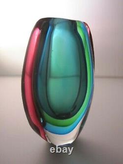 Murano Sommerso Vase In Excellent Condition. 4 Colours with label. Ref 436