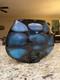 Murano Style Glass Battuto Vase Blue And Black