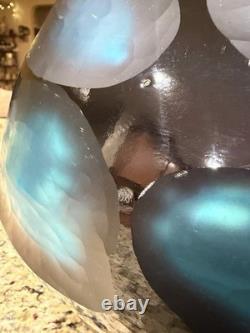 Murano Style Glass Battuto Vase Blue And Black