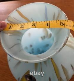 Murano Style Hand Blown Large Cased Glass Vase Italy Turquoise Spotted Copper