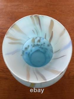 Murano Style Hand Blown Large Cased Glass Vase Italy Turquoise Spotted Copper