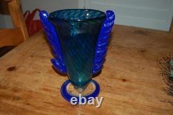 Murano Vase Blue Art Glass