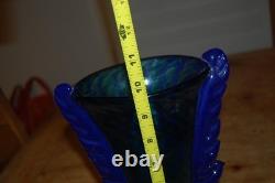 Murano Vase Blue Art Glass