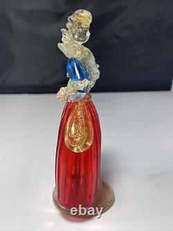 Murano Venetian Art Glass RED Blue Man Woman Figurine Gold Flecks READ