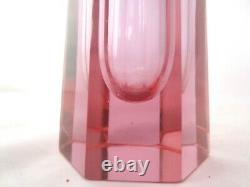 Murano sommerso faceted block vase 25cm Art Glass pink blue colour change