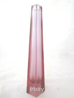 Murano sommerso faceted block vase 25cm Art Glass pink blue colour change