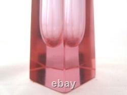 Murano sommerso faceted block vase 25cm Art Glass pink blue colour change