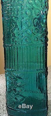 Myers Blenko Gorgeous Blue Green Color Art Glass Texture Vase