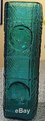 Myers Blenko Gorgeous Blue Green Color Art Glass Texture Vase