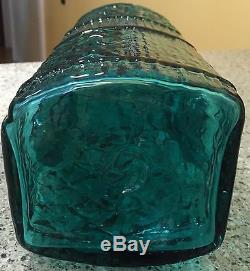 Myers Blenko Gorgeous Blue Green Color Art Glass Texture Vase