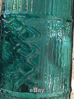 Myers Blenko Gorgeous Blue Green Color Art Glass Texture Vase