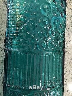 Myers Blenko Gorgeous Blue Green Color Art Glass Texture Vase