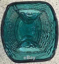 Myers Blenko Gorgeous Blue Green Color Art Glass Texture Vase