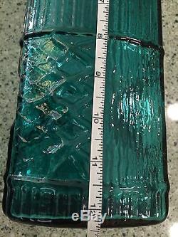 Myers Blenko Gorgeous Blue Green Color Art Glass Texture Vase