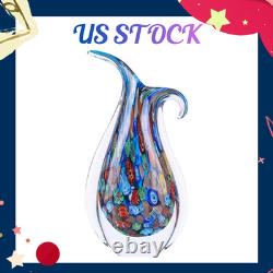 NEW Hand Blown Art Glass Vase Murano Style Blue Ellipse Flower Centerpiece Decor