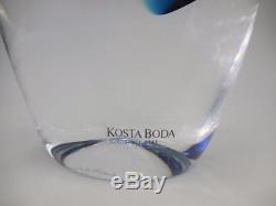 NEW KOSTA BODA blue Seaside Goran Warff signed Swedish Art Glass VASE 11