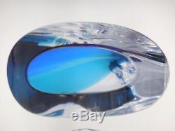 NEW KOSTA BODA blue Seaside Goran Warff signed Swedish Art Glass VASE 11