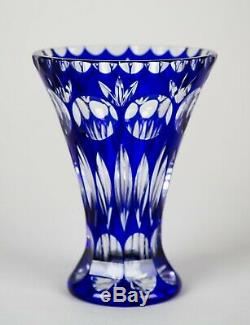 Nachtmann Bamberg Cobalt Blue Cut to Clear Crystal Vase 7