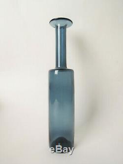 Nanny Still Bottle Vase Glass Riihimmaen Lasi Oy MID Century Signed 32 CM Blue