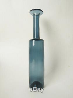 Nanny Still Bottle Vase Glass Riihimmaen Lasi Oy MID Century Signed 32 CM Blue