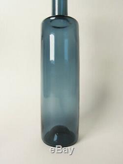 Nanny Still Bottle Vase Glass Riihimmaen Lasi Oy MID Century Signed 32 CM Blue