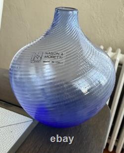 Nason Moretti Murano Signed Neutrino 2005 Blue Glass Vase