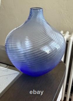Nason Moretti Murano Signed Neutrino 2005 Blue Glass Vase