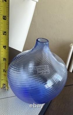 Nason Moretti Murano Signed Neutrino 2005 Blue Glass Vase