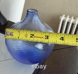 Nason Moretti Murano Signed Neutrino 2005 Blue Glass Vase