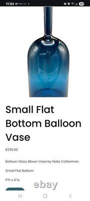Nate Cotterman Flat Bottom Ballon Vase Blue. Excellent Condition