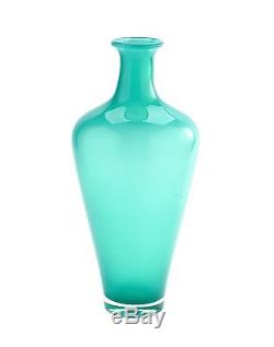 New 15 Large Hand Blown Glass Art Vase Blue Green Decorative
